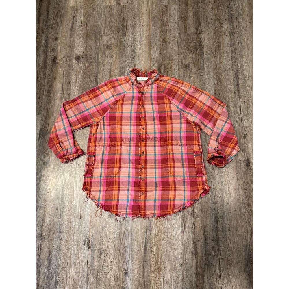 Free People Women's Summer Daydream Plaid Tunic Shirt Size XS